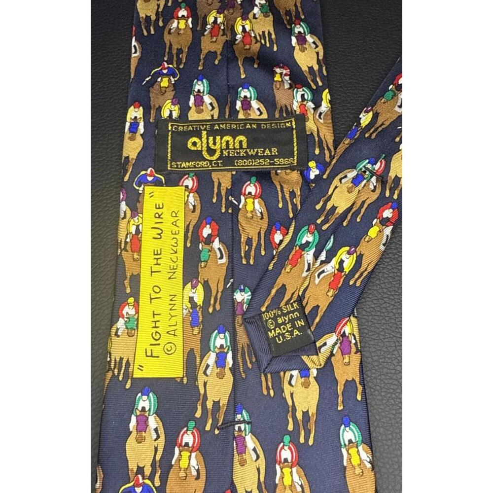 Jockey Alynn Neckwear Silk Necktie CREATIVE AMERICAN DESIGN “Fight To The Wire”